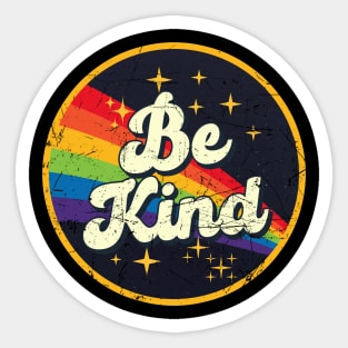 Be Kind // Rainbow In Space Vintage Grunge-Style Sticker